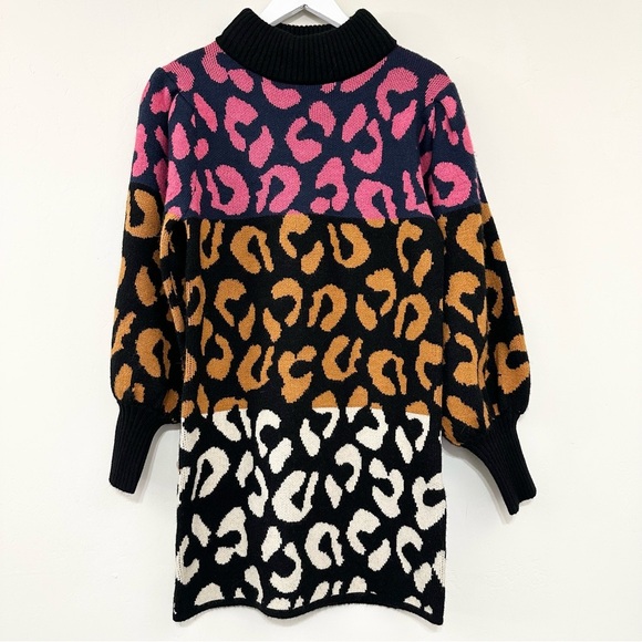 Farm Rio Mixed Leopards Striped Sweater Dress - Picture 5 of 16
